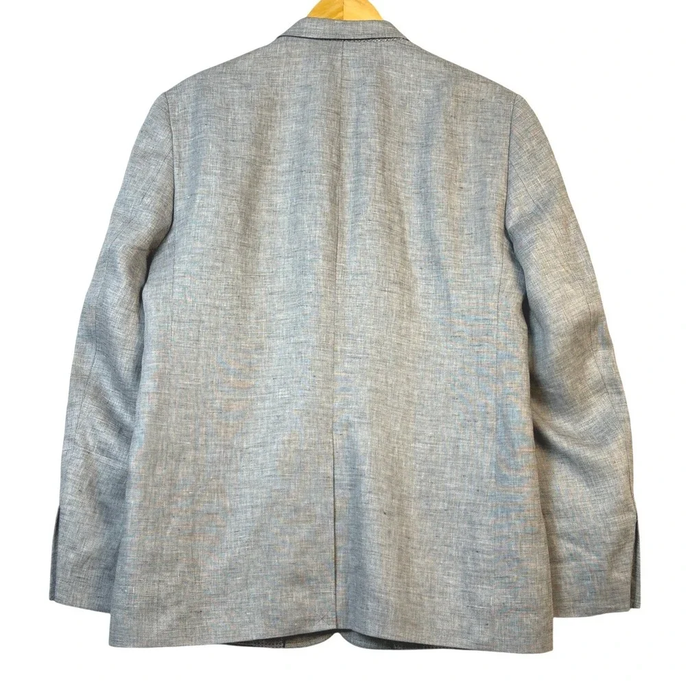 Baird McNutt Murano Men Linen Slim‎ Fit Blazer Jacket Sz L Gray Summer Wedding